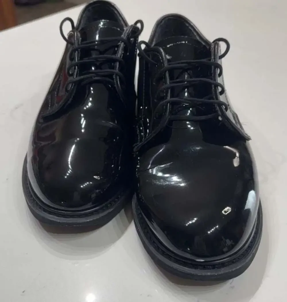 Bates Lites Black Patent Leather Uniform Oxford Shoes Size 7.5W